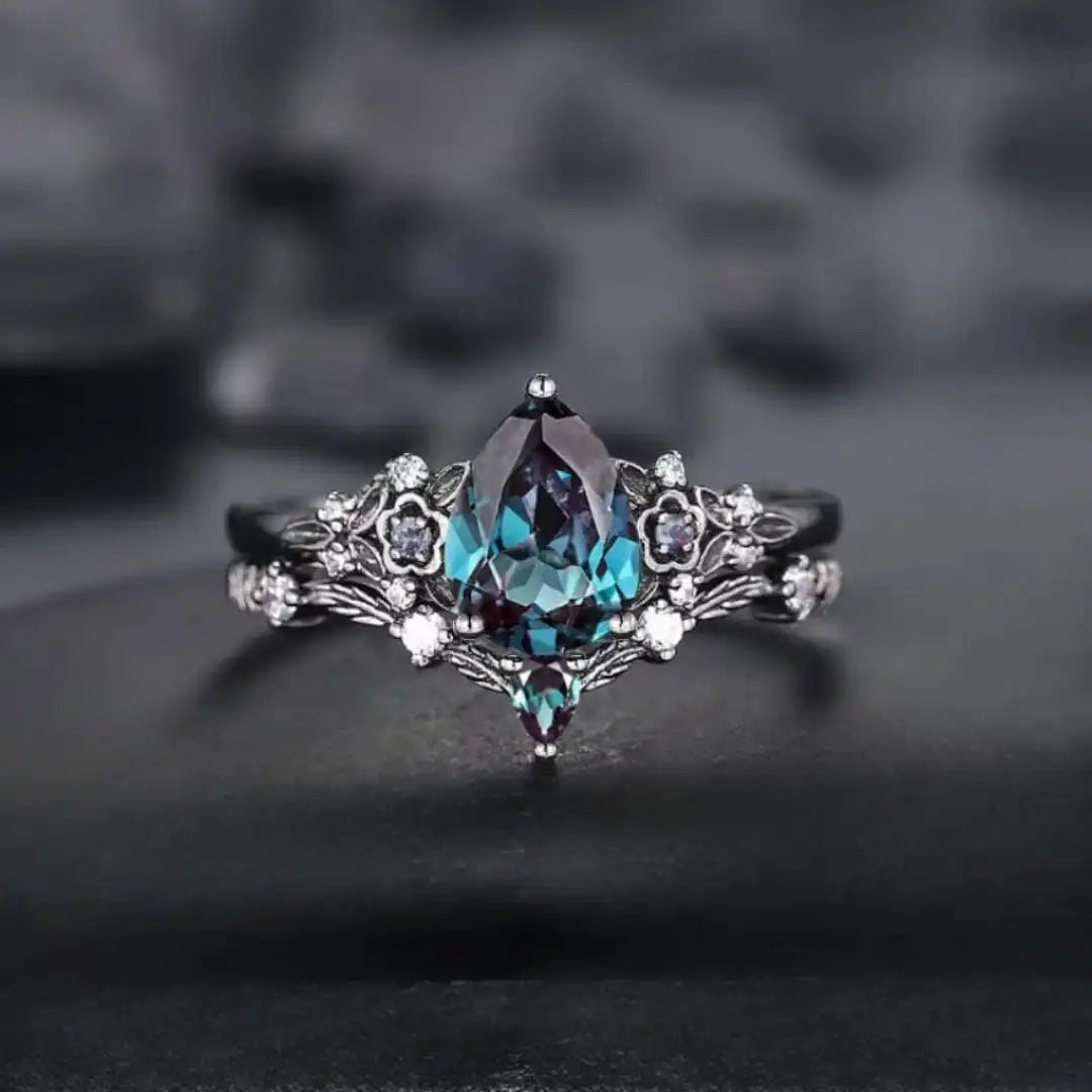 Ensemble de bagues Gun Black Saphir Zirconia