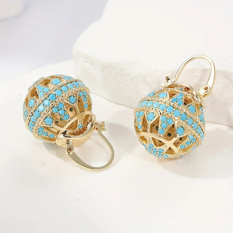 Boucles d'oreilles mandala turquoise doré
