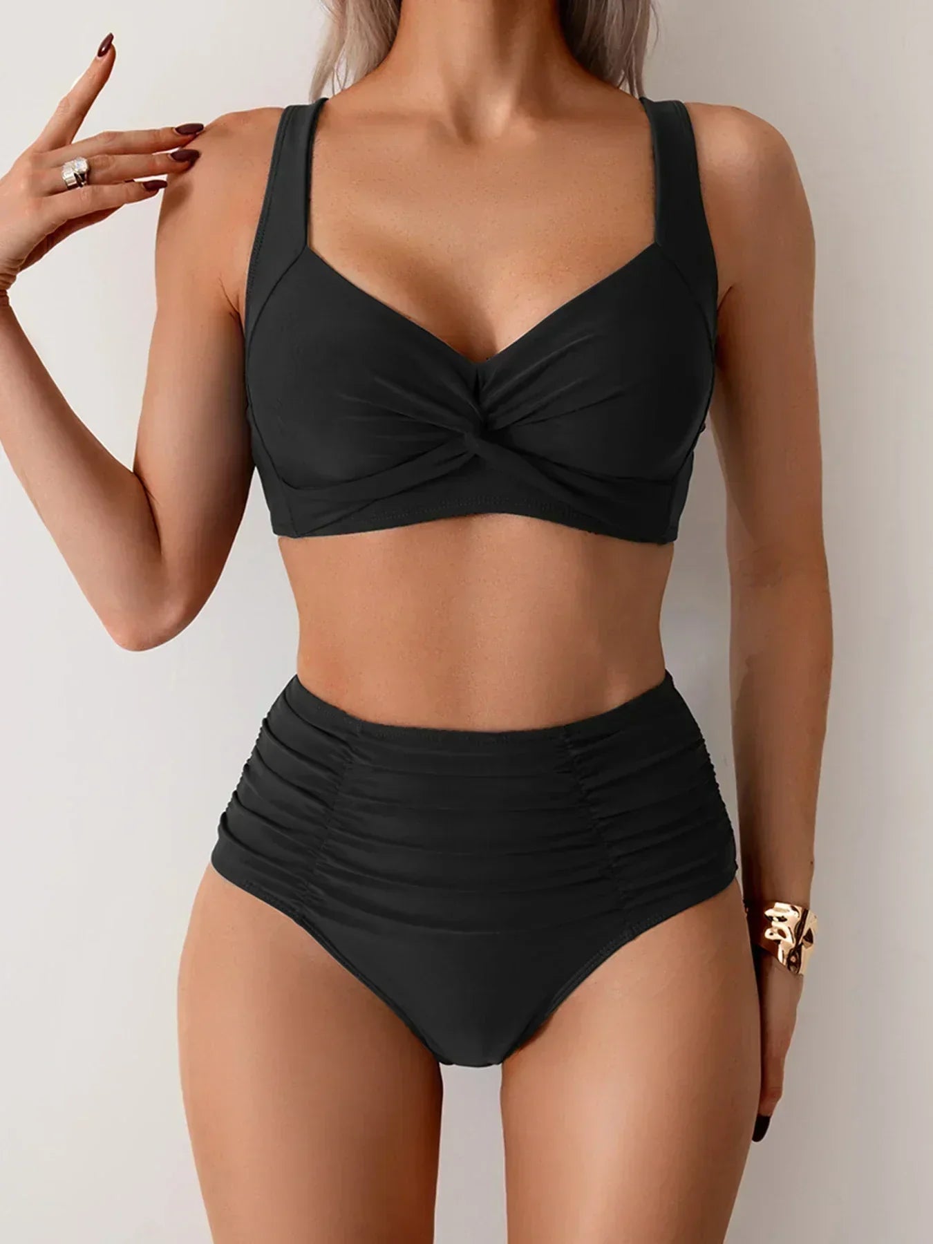 Rose | Ensemble de bikini d'été taille haute