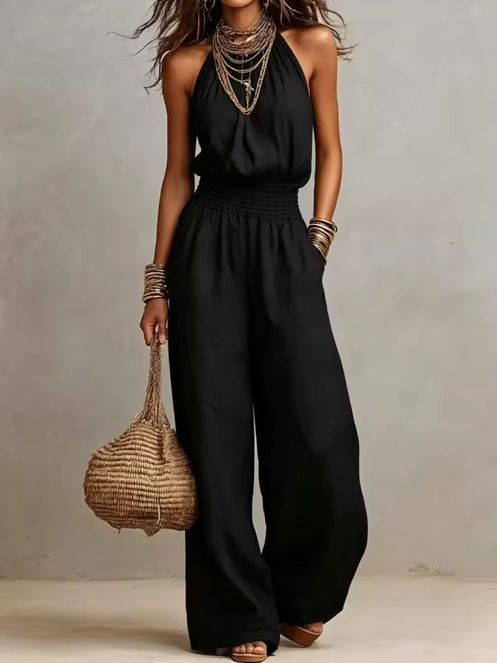 VALERIA | Combinaison Pantalon Large Col Halter