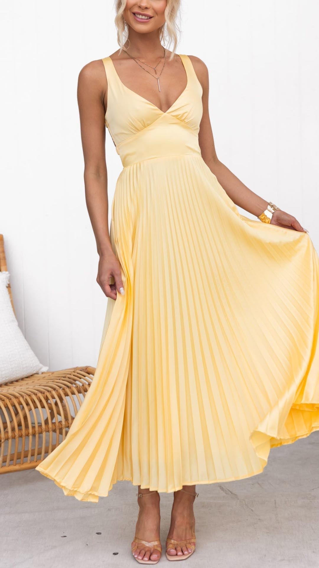 Aby - Élégante Robe Longue Plissée