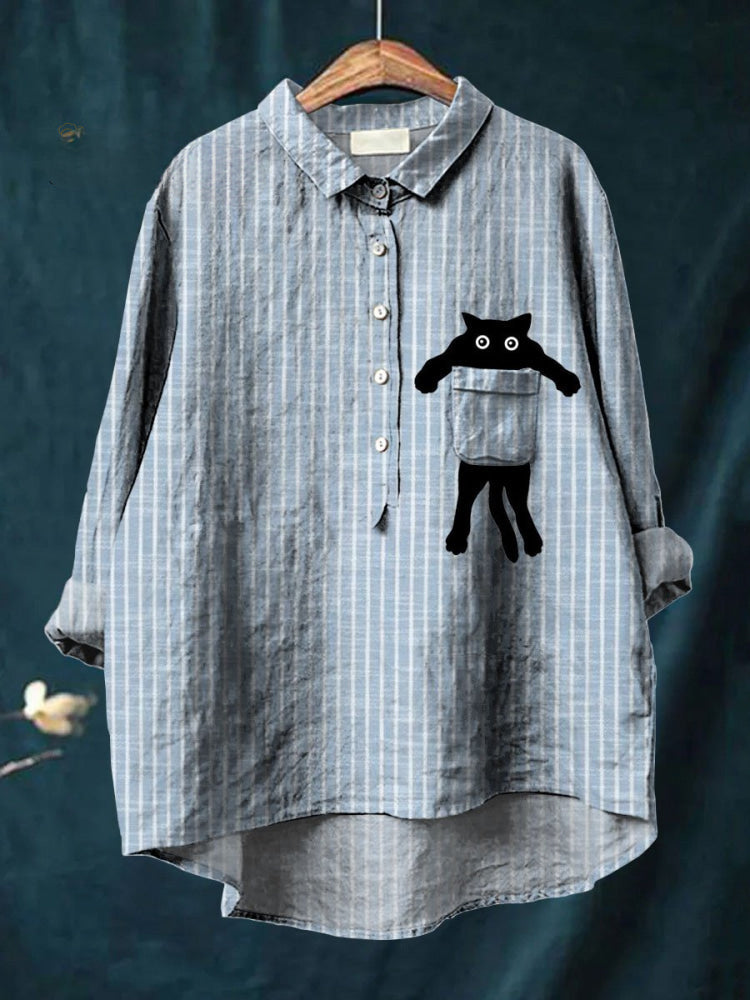 Milo | Chemise à poche chat mignon