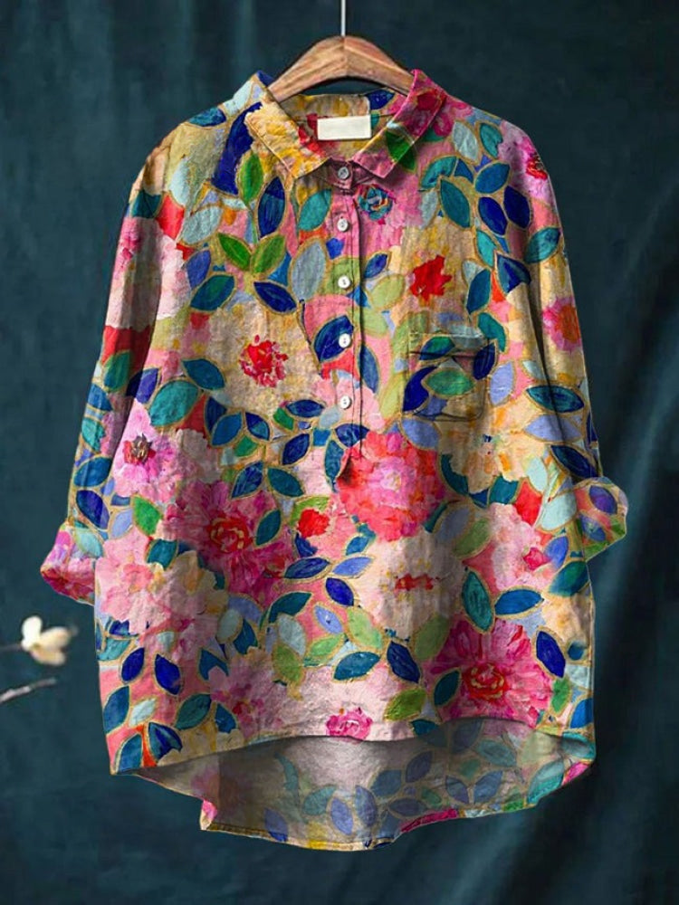 Lina | Chemise brodée de fleurs éclatantes