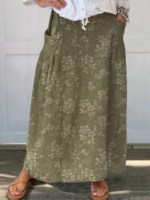 Princess™ | Jupe élastique florale vintage avec poches