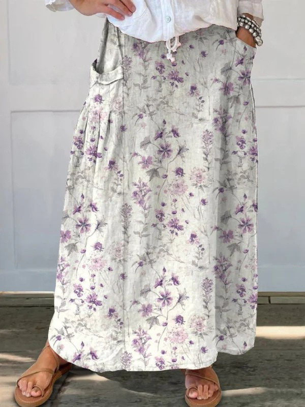 Eloisa™ | Jupe à poches et taille élastique motif floral vintage