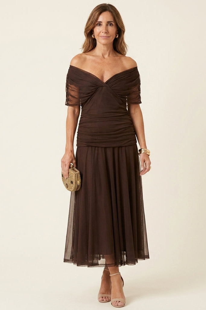 Carlota™ | Robe longue drapée en tulle