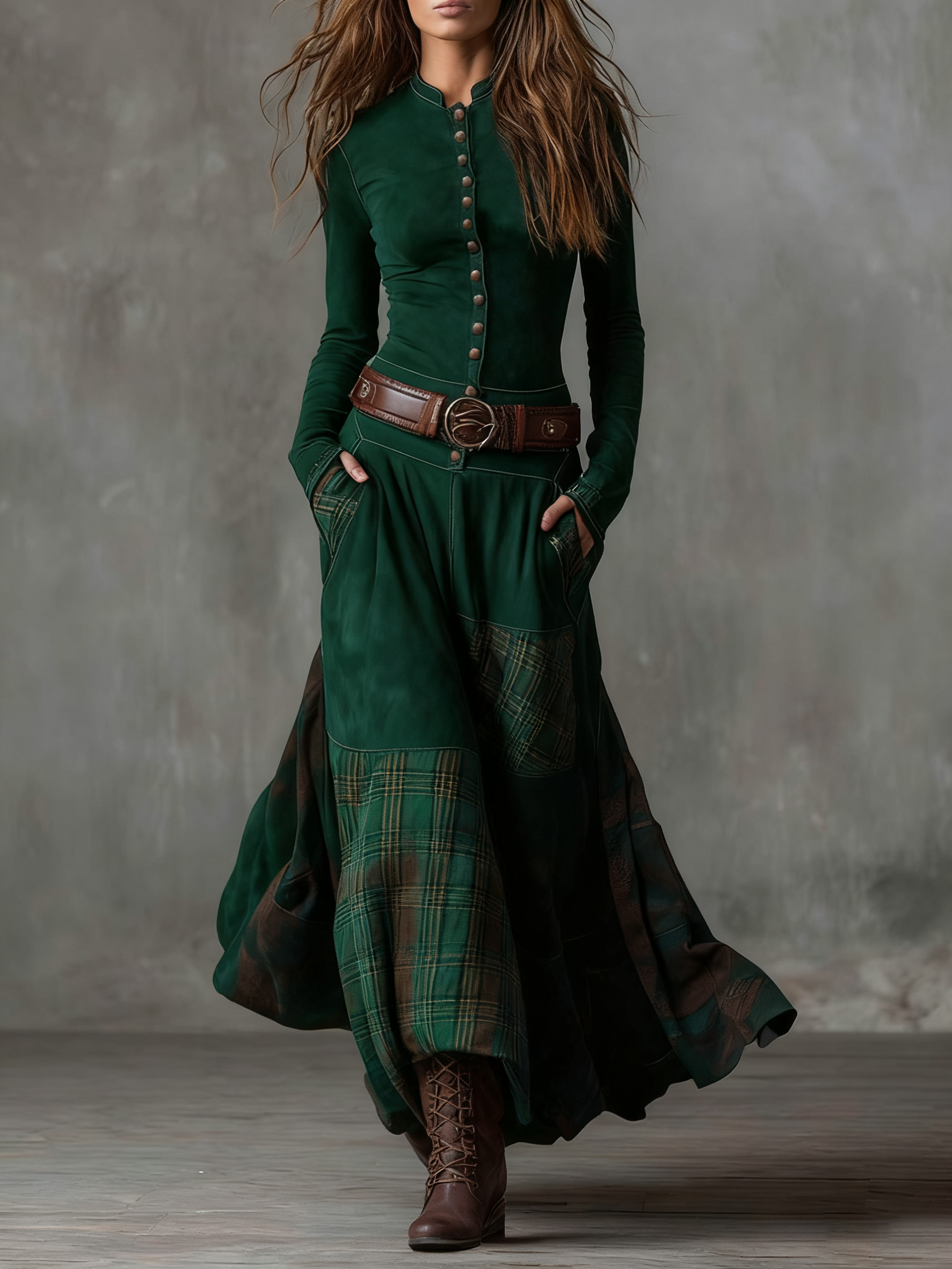 Michelle | Robe longue en daim