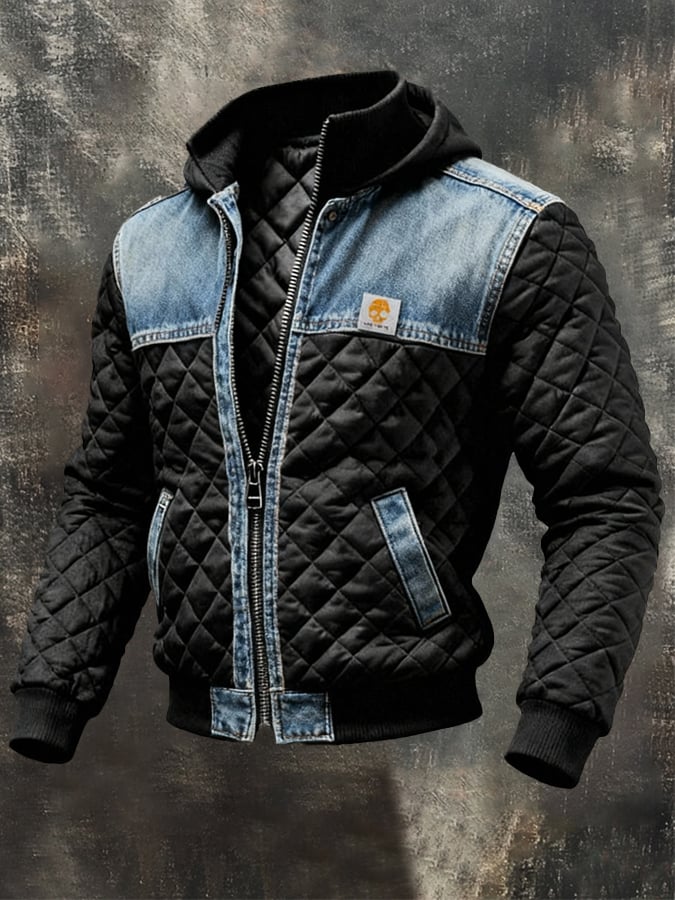 MAISON CLÉMENT PARIS™ | VESTE MATELASSÉE NOIRE AVEC DÉTAILS ET JEAN