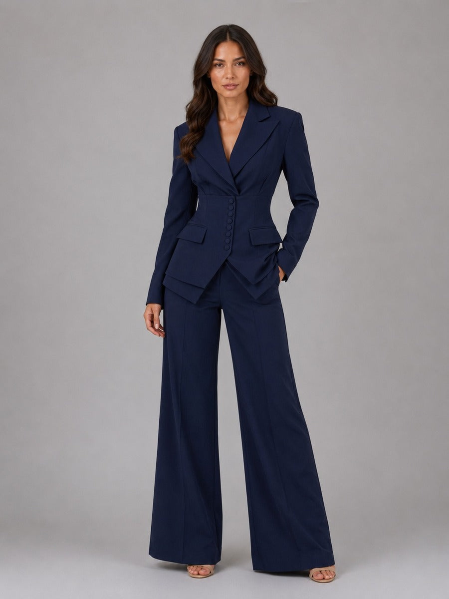 Anselma | Ensemble Deux Pièces avec Blazer à Taille Marquée et Pantalons Palazzo