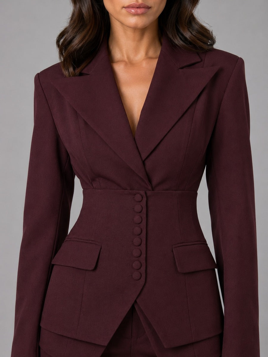 Anselma | Ensemble Deux Pièces avec Blazer à Taille Marquée et Pantalons Palazzo