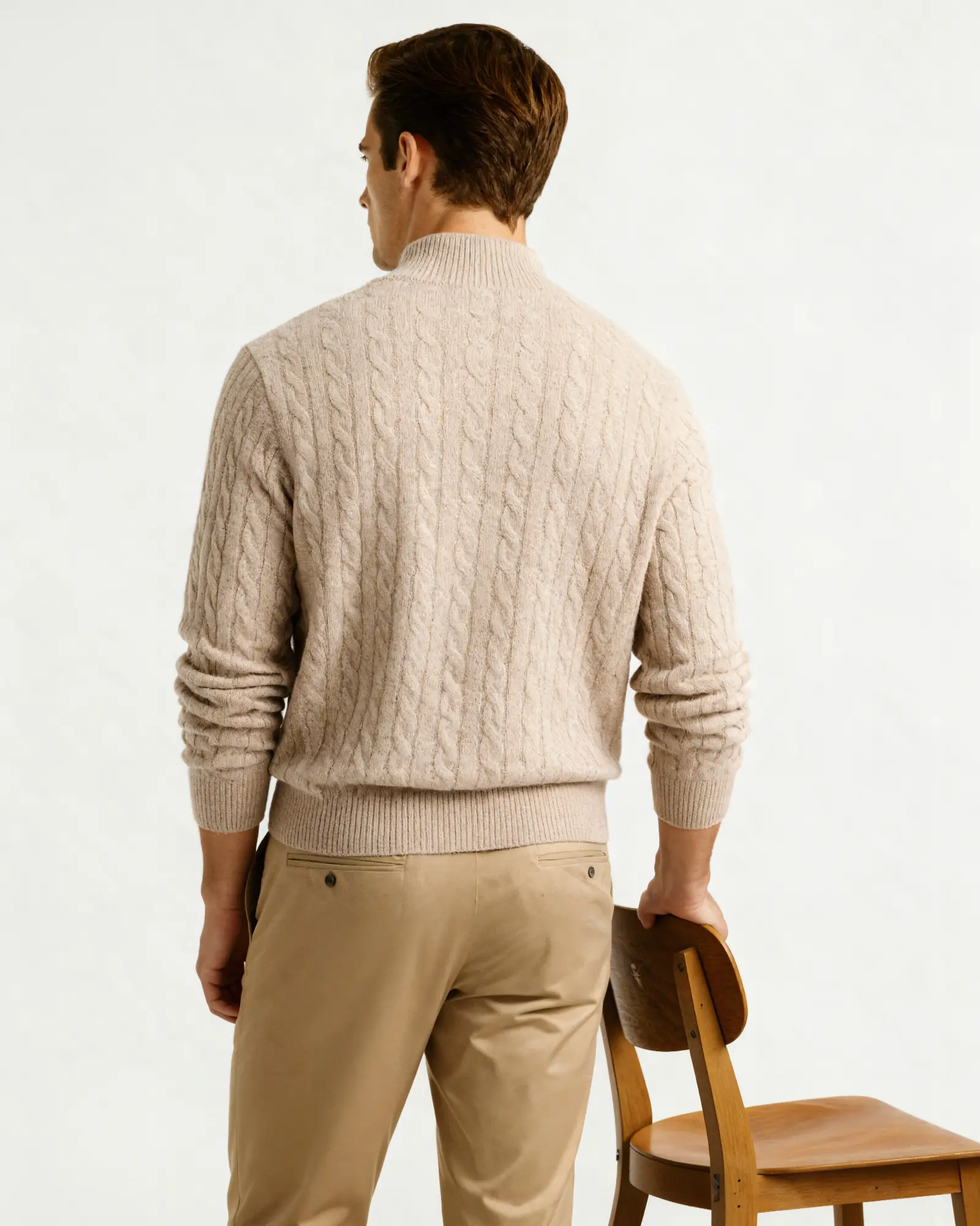 100% Cashmere Woven Half Zip Old Money