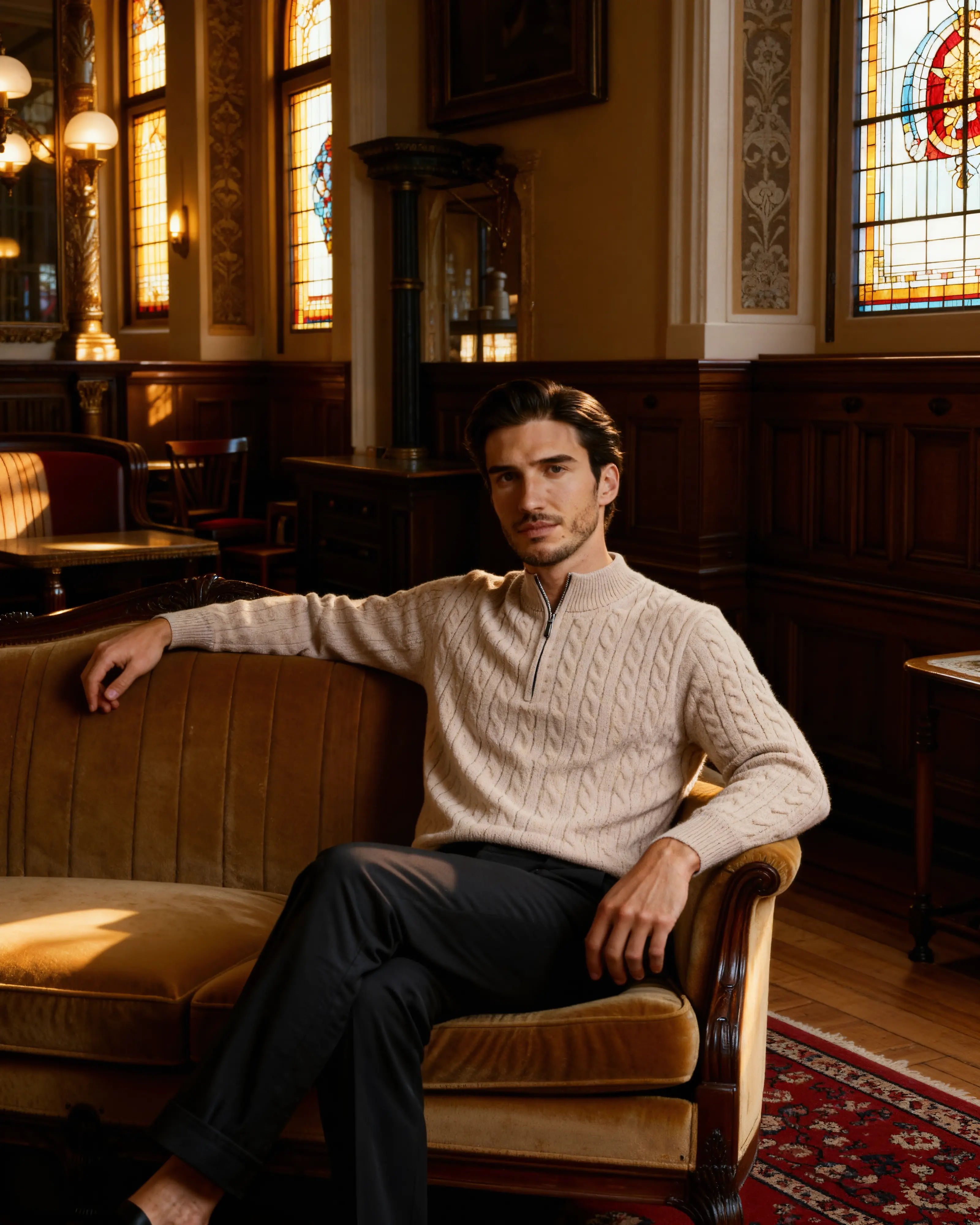 100% Cashmere Woven Half Zip Old Money