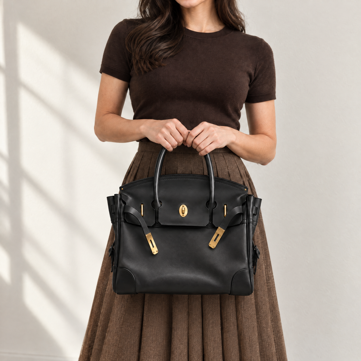 Sac à main Vivienne de Danoir Paris, fait main, en cuir élégant avec poignée en chaîne et détails sophistiqués.