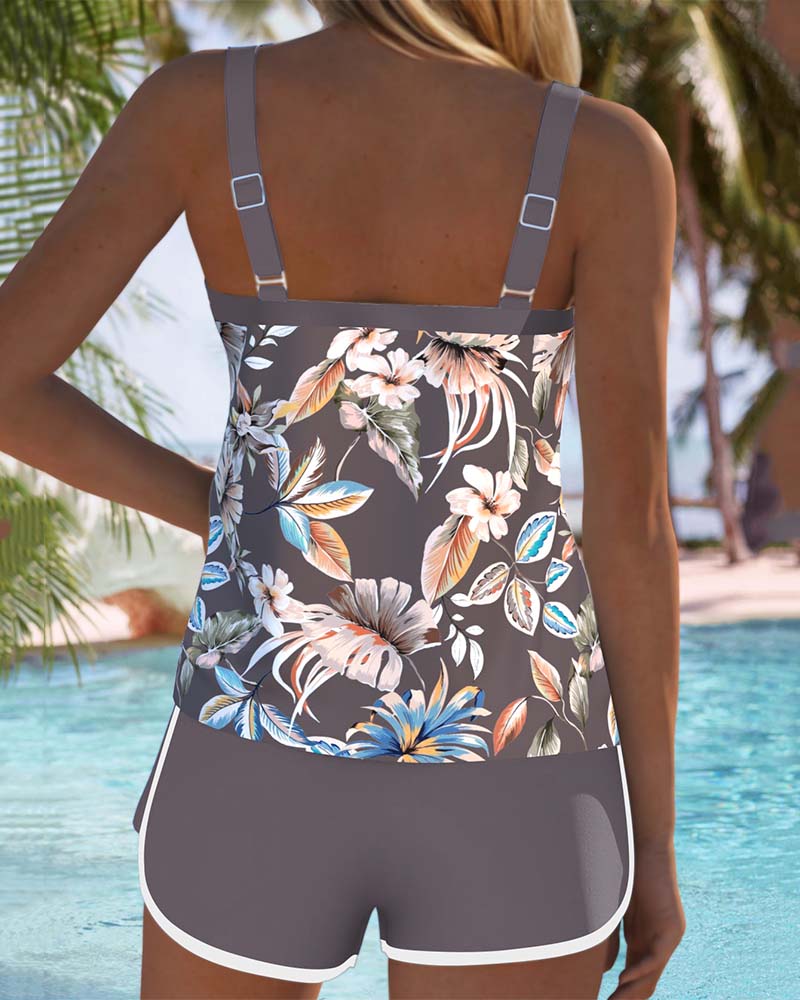 Imke | Tankini imprimé sans manches à col en U