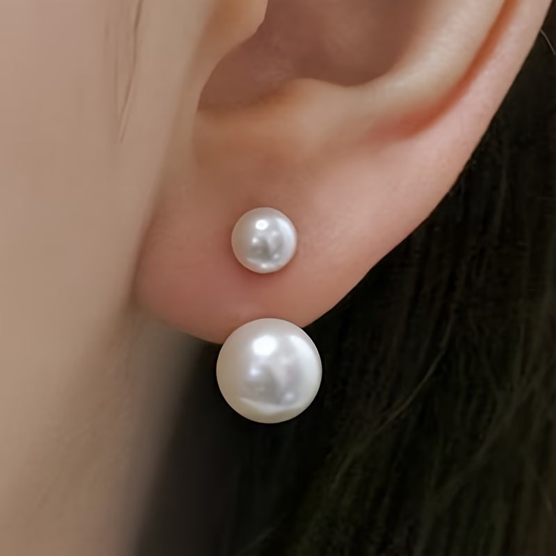 Boucles d'oreilles pendantes doubles perles