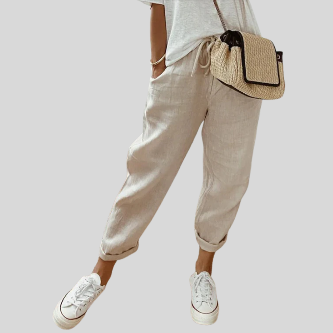 Pantalons fluides confortables et élégants de la collection Danoir Paris, vue en image dans la collection Jurken.