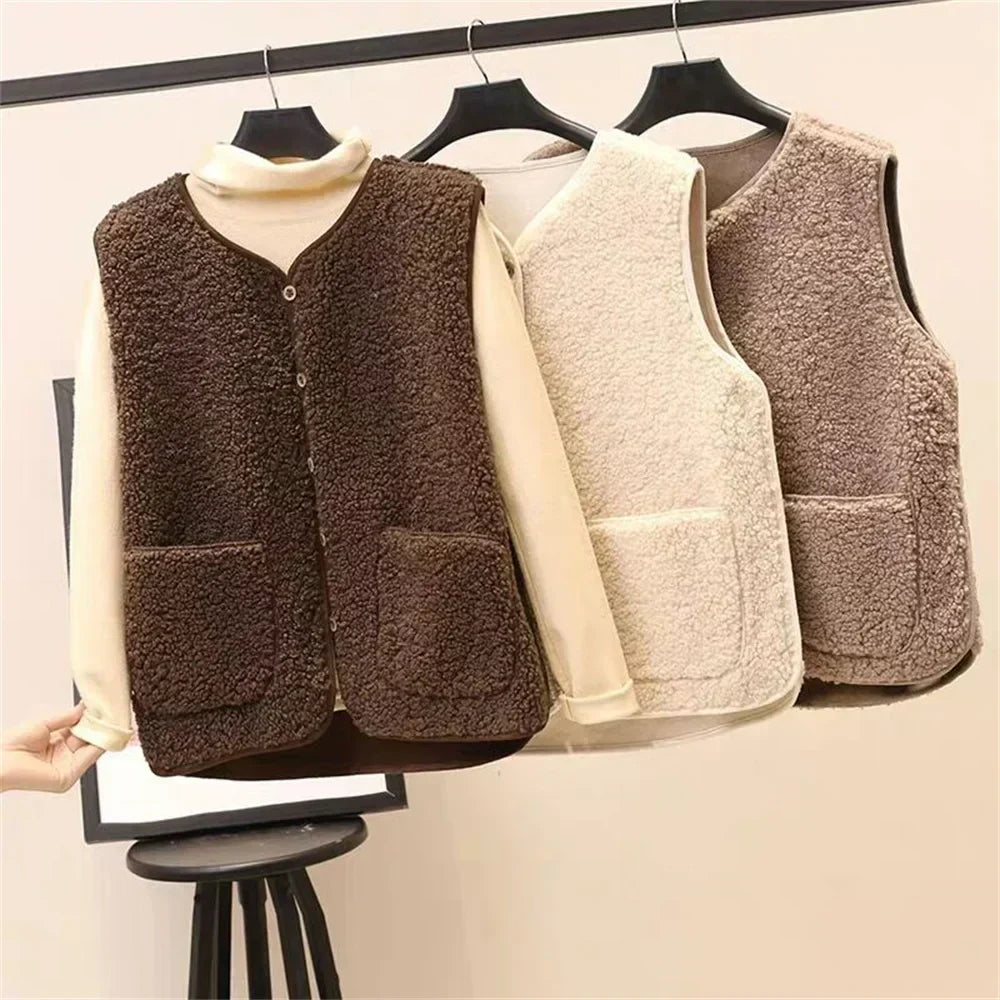 Cardigan classique et polyvalent Danoir Paris Laluna, en laine douce, porté sur un modèle, couleur neutre, style élégant et confortable.