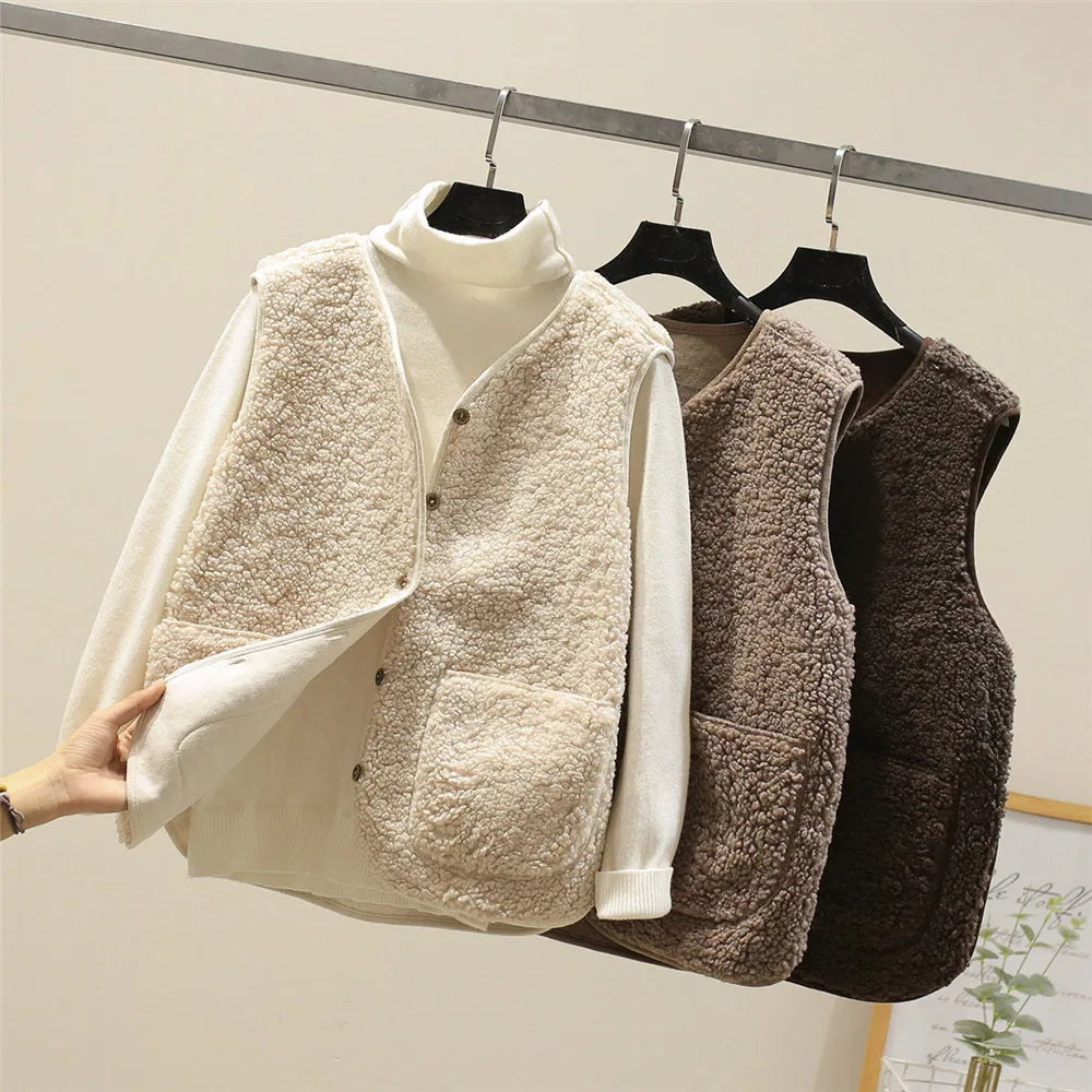Cardigan classique polyvalent Danoir Paris Laluna, en laine douce, porté avec manches longues et col en V.