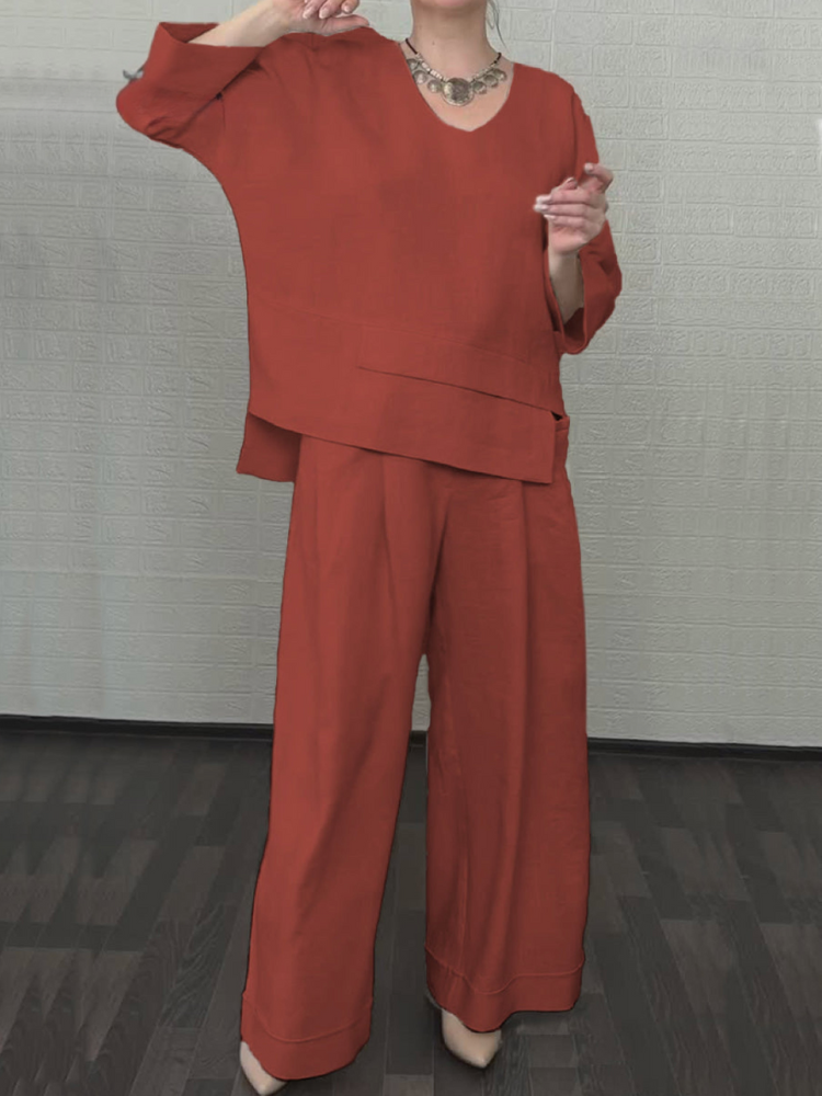 Ensemble décontracté en coton-lin Renaya de Danoir Paris, haut et pantalon en tissu léger, style confortable et élégant.