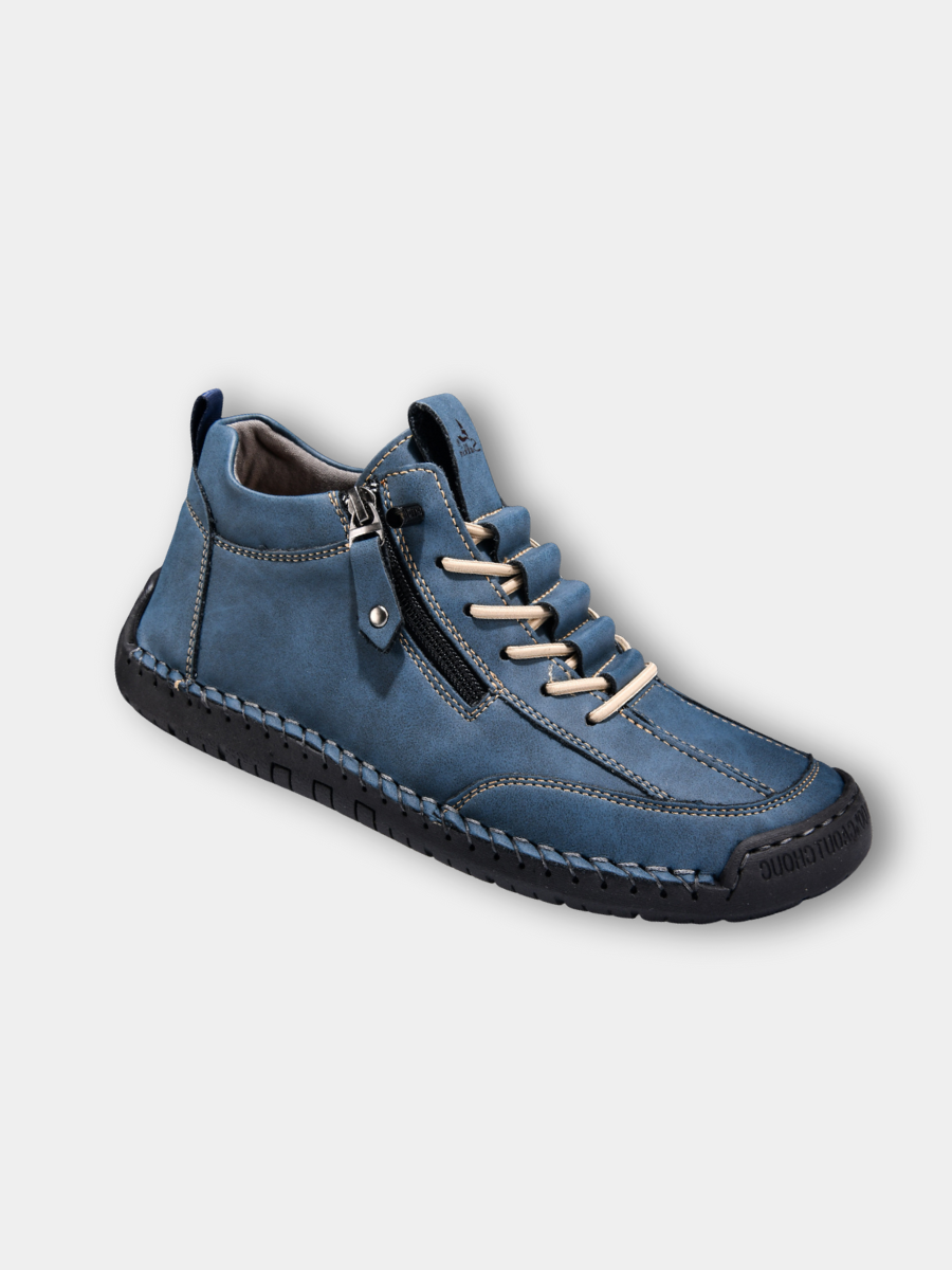 Chaussures en nabuk pour homme Danoir Paris avec zip, élégantes, en cuir beige clair, vue de côté sur fond blanc