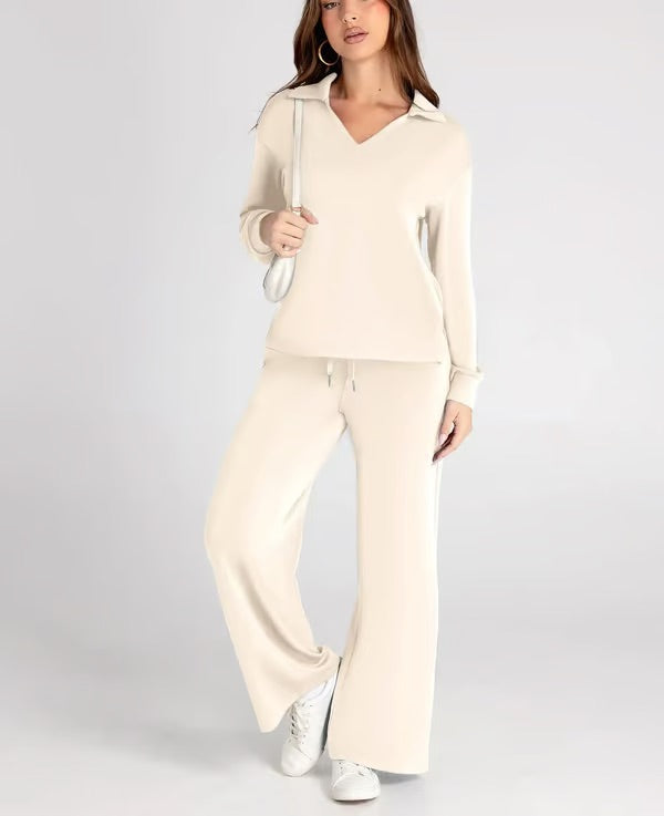 Ensemble polyvalent Chantal de Danoir Paris en tissu bleu clair, style chic et élégant pour femmes, vue de face.