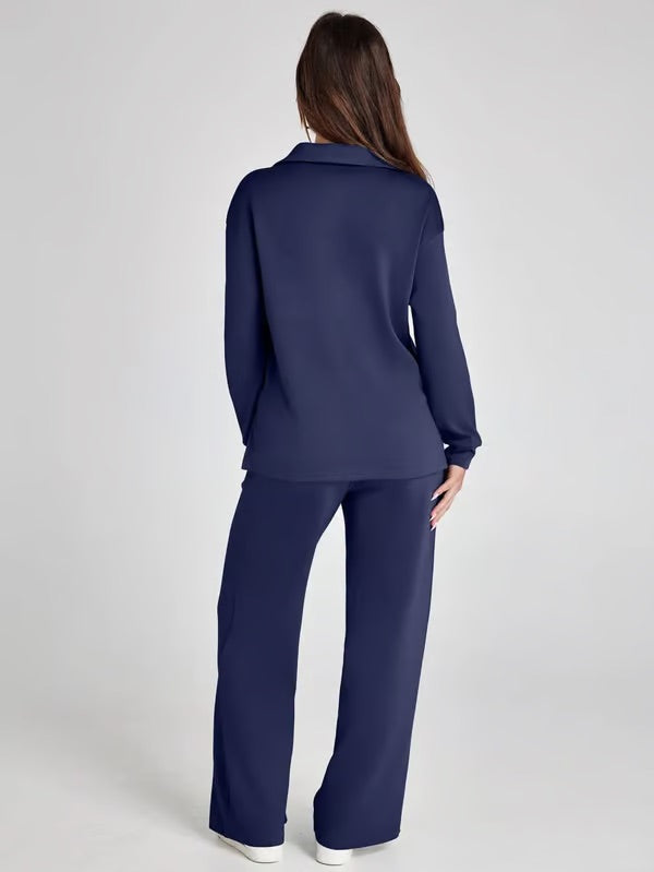 Ensemble polyvalent Chantal de Danoir Paris en tissu bleu clair, taille XS, style chic et élégant pour diverses occasions.