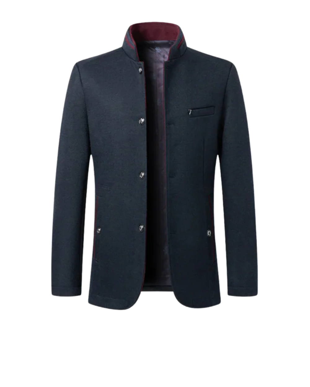 Blazer masculin élégant Danoir Paris, tissu noir, coupe ajustée, col classique, porté sur une chemise blanche.