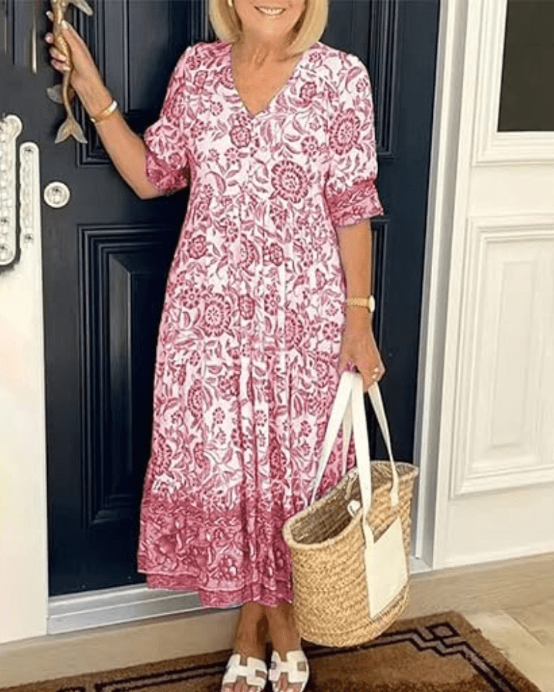 Robe d'été élégante Danoir Paris Manelle en tissu léger et fluide, idéale pour la saison estivale, vue de face.