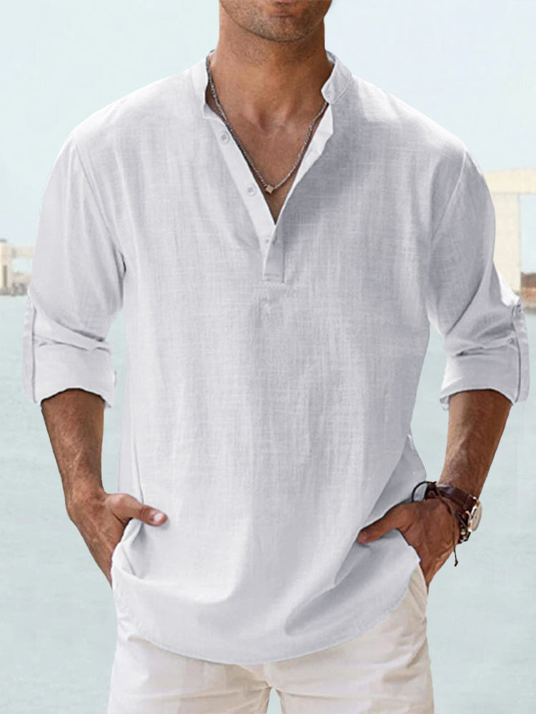 Chemise respirante en lin bleu Cazel Danoir Paris, tissu léger et confortable, idéale pour un style décontracté.