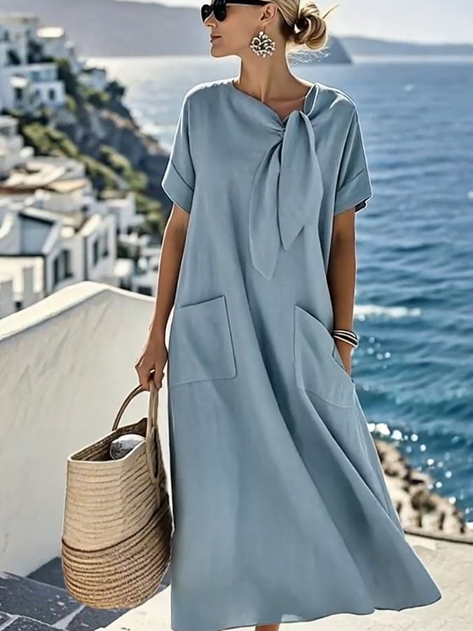 Robe estivale en coton fluide Mireille™ de Danoir Paris, vêtement léger et confortable pour l'été.