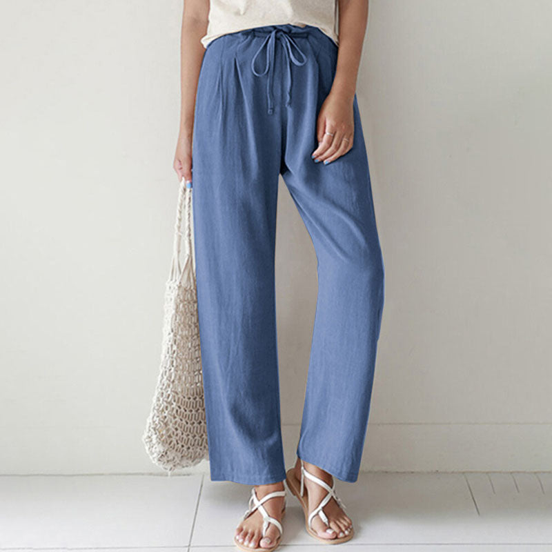Pantalons relax Danoir Paris Vara avec corde, tissu doux et ample, parfaits pour un style décontracté et confortable.