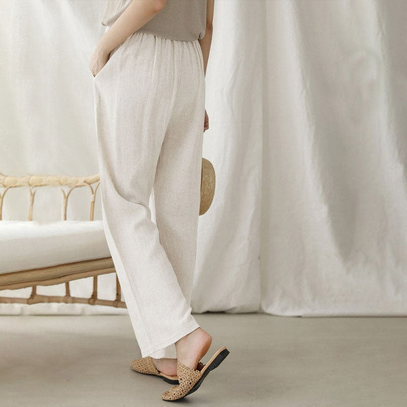 Pantalons relax Danoir Paris Vara avec corde, coupe décontractée et tissu confortable, vue de face.