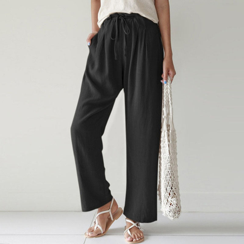 Pantalons relax Danoir Paris Vara avec corde, tissu confortable et style décontracté, porté sur un mannequin.
