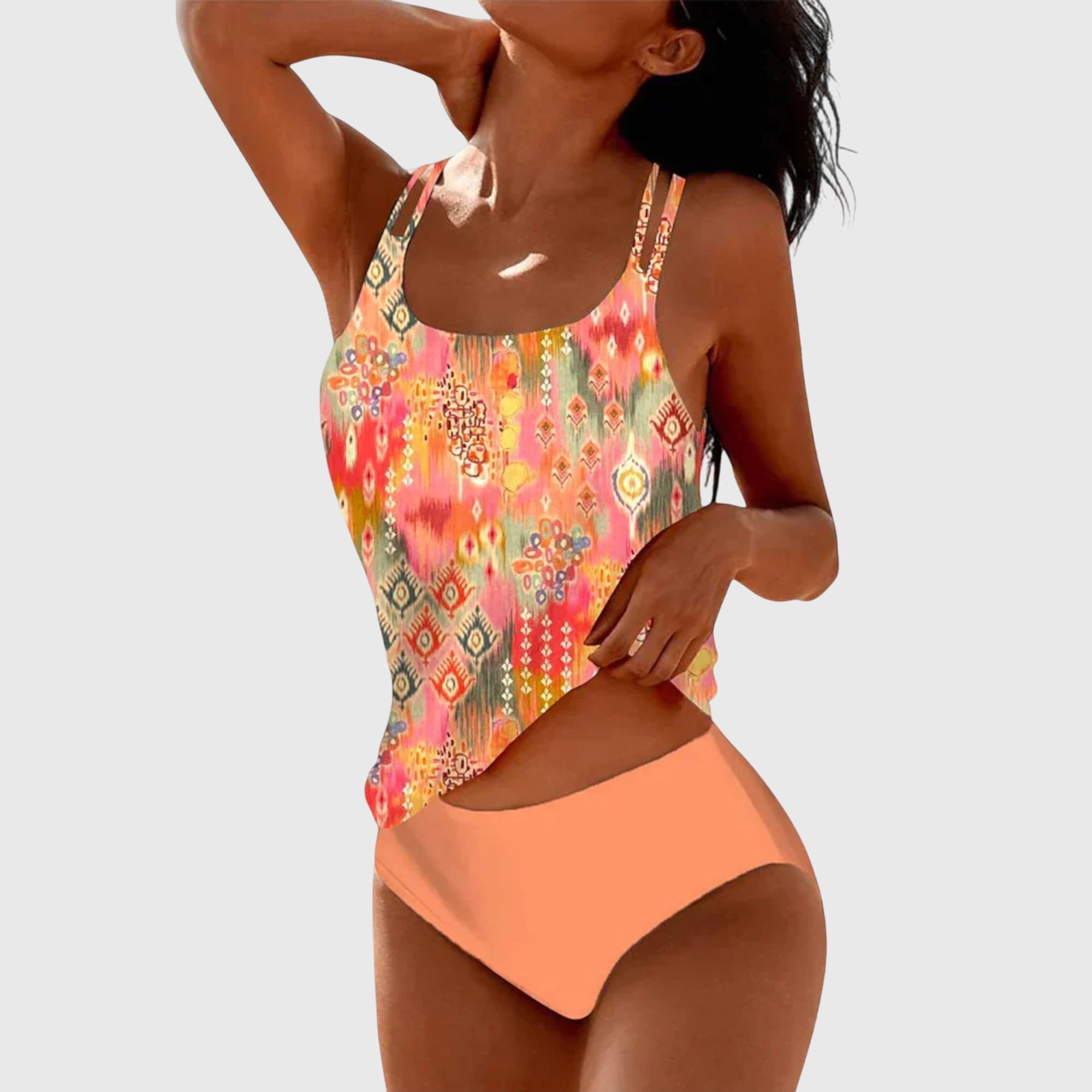 Maillot de bain Lina Danoir Paris en bleu, ensemble de maillot deux pièces avec haut et bas ajustés, parfait pour la plage.