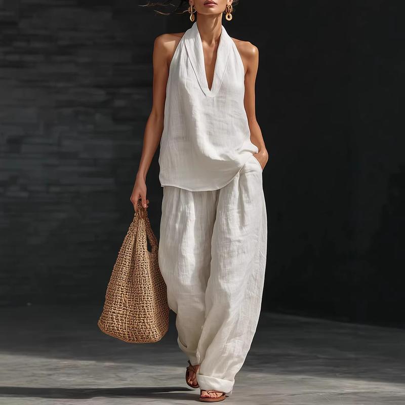 Ensemble deux pièces Danoir Paris Ainhoa en tissu lino bordeaux, haut et pantalon avec texture visible