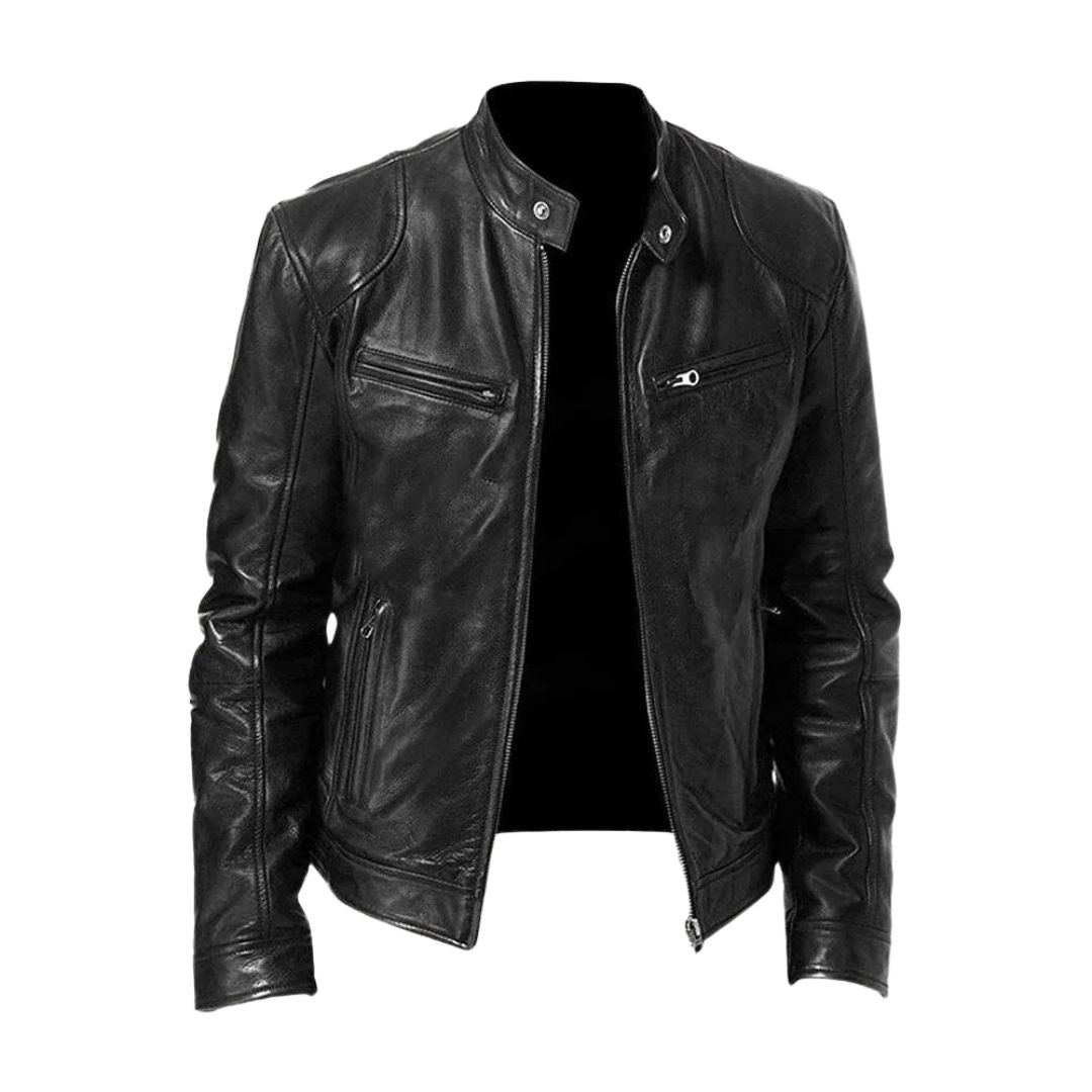 Veste en cuir décontractée noire Laluna® de Danoir Paris, modèle femme pour la mi-saison