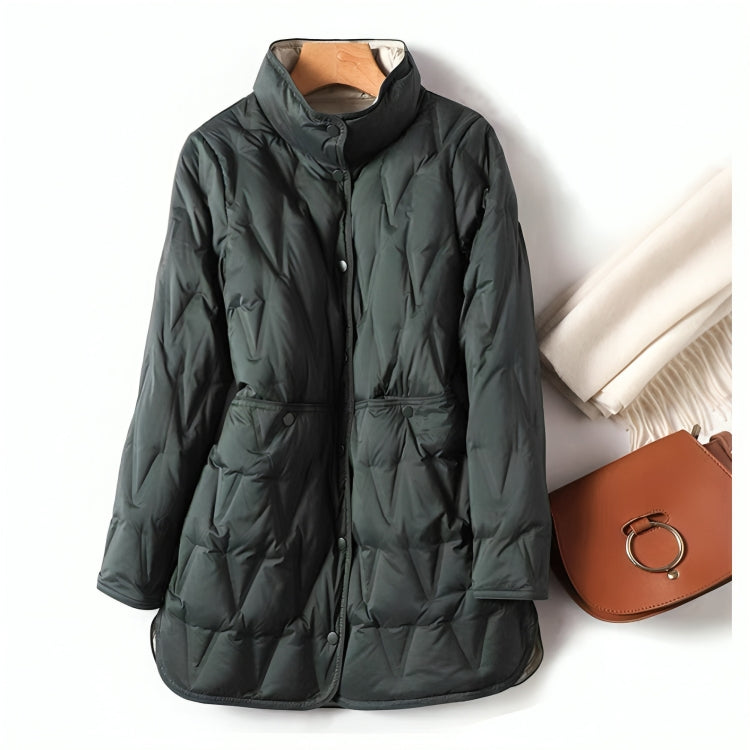 Manteau chic et chaud Danoir Paris Justine en cuivre, style élégant avec doublure confortable et coupe moderne.