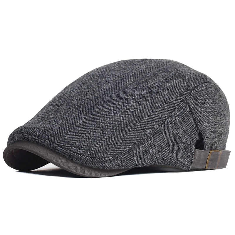 Heren pet moderne Danoir Paris Bloom™ met visgraatpatroon donkergrijs, stijlvolle en comfortabele accessoire voor heren.