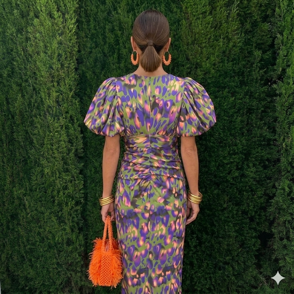 Robe Tora™ de Danoir Paris avec mangas plisées, tissu fluide, coupe élégante, portée élégante et féminine.