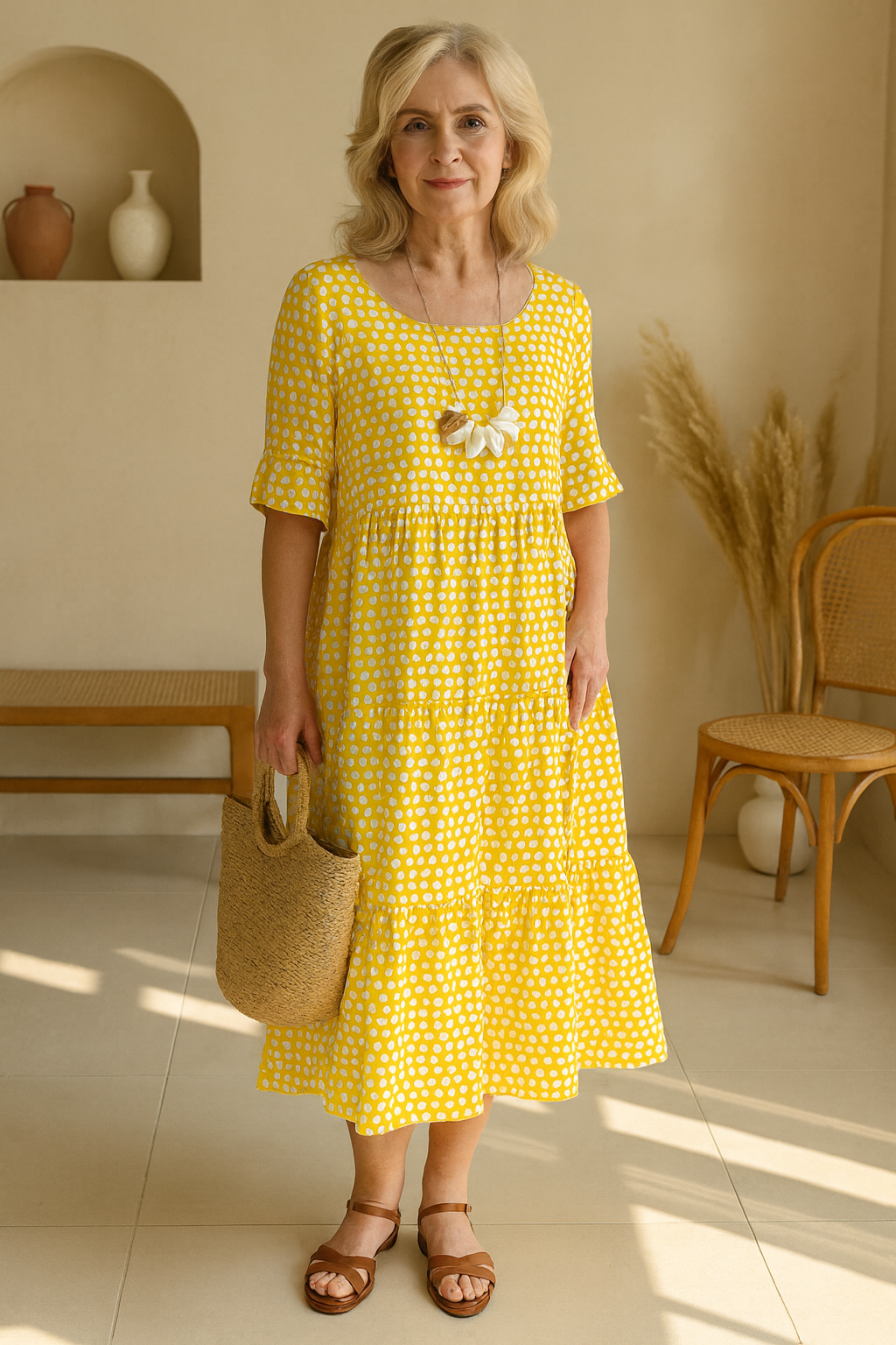 Robe midi courte Zara Danoir Paris en tissu marron, manches courtes, coupe élégante pour femme.