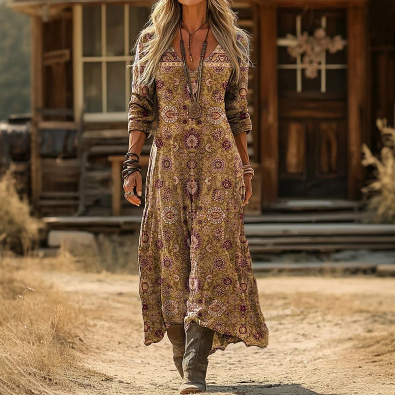 Robe bohème décontractée Nicole de Danoir Paris avec motifs multicolores, style relaxé et élégant pour femmes.