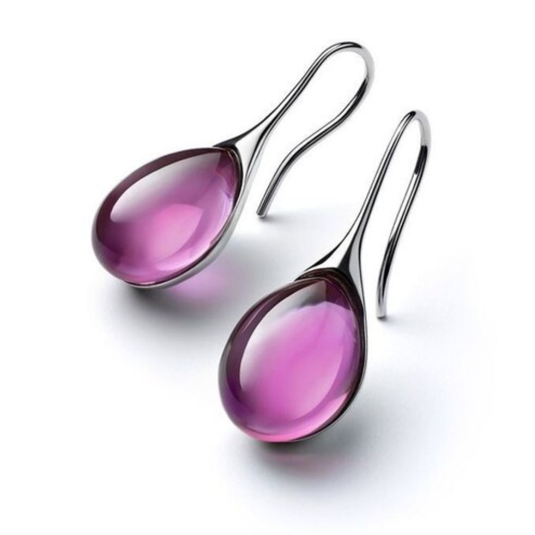 Boucles d'oreilles pendantes Chic Danoir Paris avec cristaux bleus, élégantes et raffinées, pour un style sophistiqué.