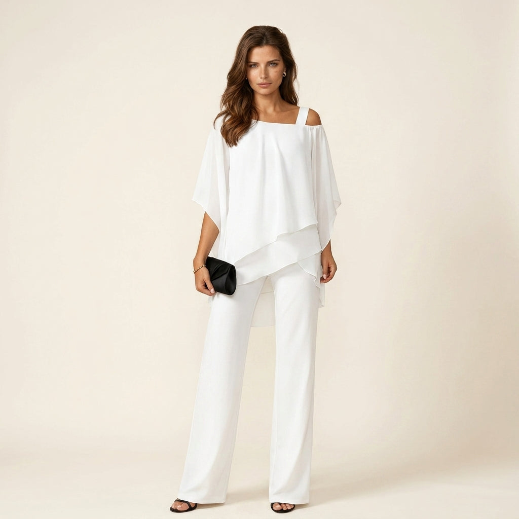 Ensemble pour femme Gloria™ de Danoir Paris, fluide, léger et respirant, blanc, adapté pour confort et style.