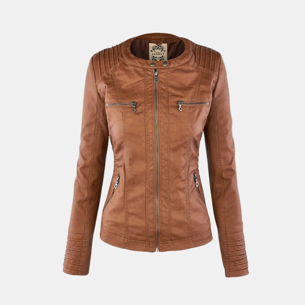 Veste chic élégante Danoir Paris Carmen en brun clair, coupe sophistiquée, pour un style élégant et tendance.
