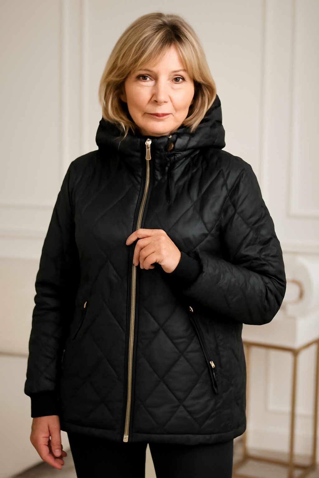 Veste matelassée élégante Danoir Paris Elena en rose, style chic avec design sophistiqué, vue de face.