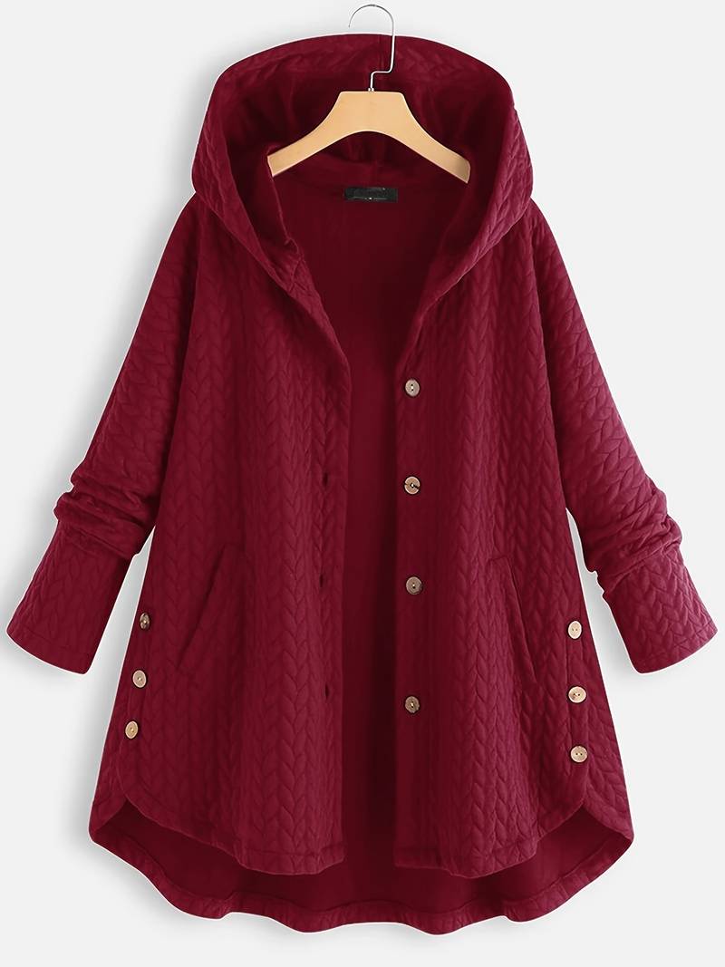 Veste Julie Danoir Paris Élégance Matelassée Automnale rouge Bourgogne, style sophistiqué et confort chaud pour l'automne.