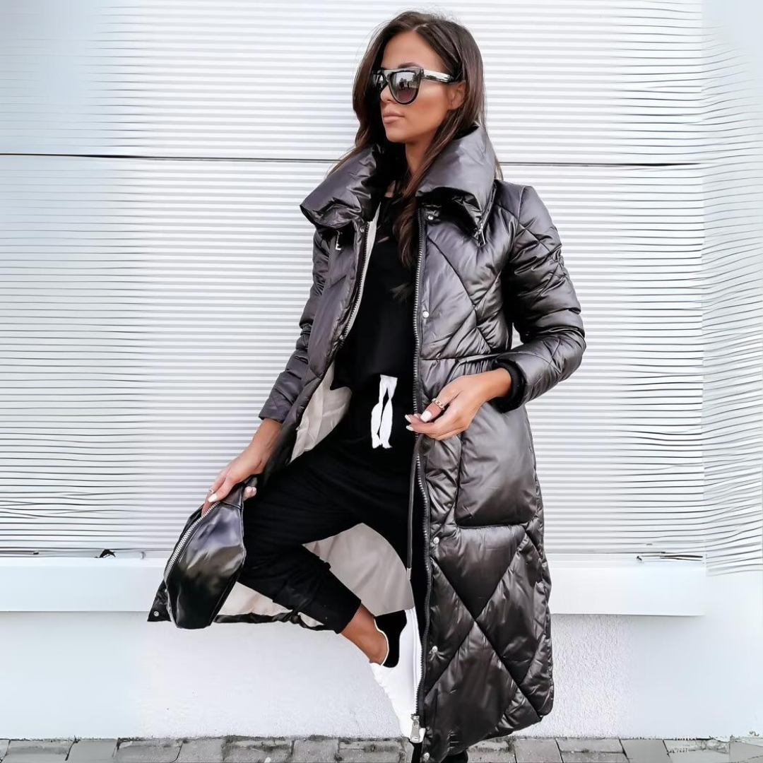 Manteau long chic et chaud Danoir Paris, modèle Élégance, avec coupe élégante et tissu élégant pour un style sophistiqué.