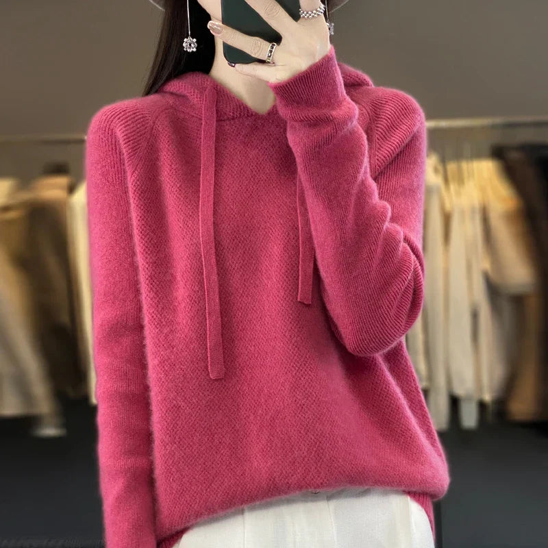 Pull Hanna Danoir Paris en mérinoull douce et hivernale, couleur rose, pour femme, confort chaud et élégance.