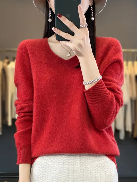 Pull ample en laine Adèle de Danoir Paris, vert, taille XS, vue de face avec col rond et manches longues.