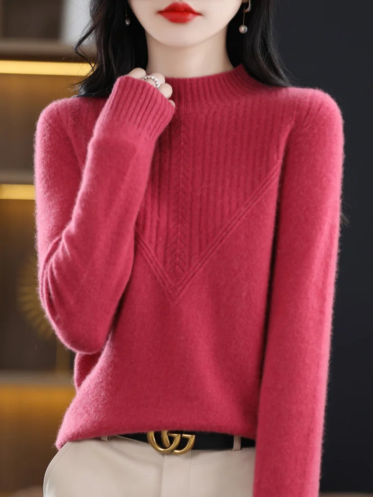 Pull en cachemire élégant Liora de Danoir Paris, couleur neutre, avec col rond et finition raffinée.